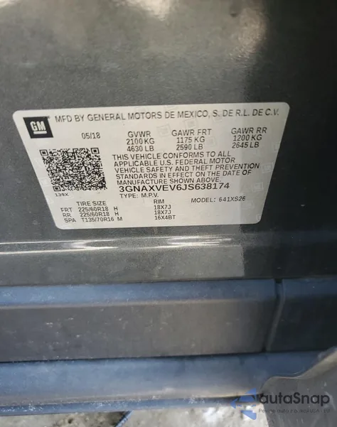 2018 Chevrolet Equinox Premier from USA, damaged, VIN 3GNAXVEV6JS638174